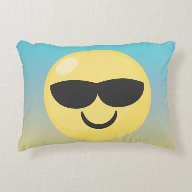 Ombre Sunglassses Emoji Prydnadskudde (Framsidan)