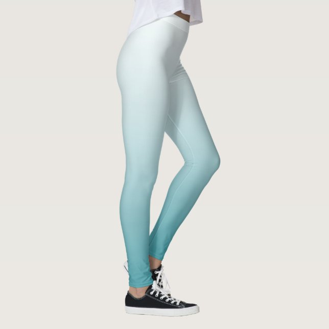 Ombre Teal and Mint Abstract Design Leggings (Höger)
