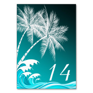 OMBRÉ TEAL TROPICAL HANDFLATAN Bord Card Bordsnummer