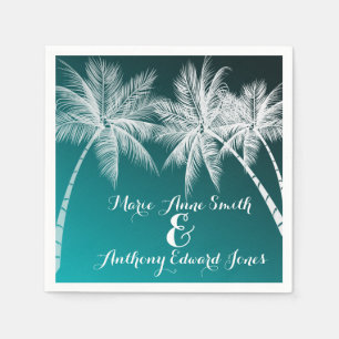 OMBRÉ TEAL TROPICAL HANDFLATAN PAPPERSSERVETT