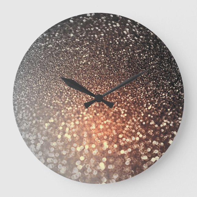 Ombre terracotta koppargnistra shiny glitter stor klocka (Framsida)