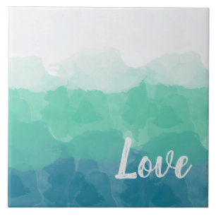 Ombre Turcos Blue och Neo Mint Kärlek Gradient Kakelplatta