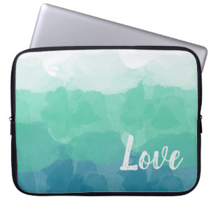 Ombre Turcos Blue och Neo Mint Kärlek Gradient Laptop Fodral