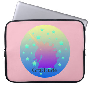 Ombre Unicorn med ord tacksamhet Laptop Fodral