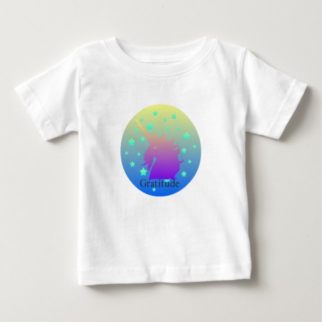 Ombre Unicorn med ord tacksamhet T-shirt (Framsida)