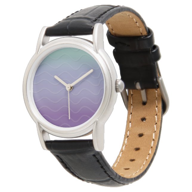 Ombré Vågar - Teal & Lila (Mörk) Armbandsur (Vinklad)