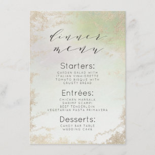 Ombre Vår Grönt Gold Foil Frosted Chic Middag Meny