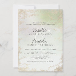 Ombre Vår Grönt Gold Foil Watercolor Bröllop Inbjudningar