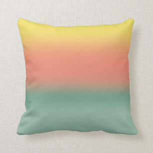 Ombre Vattenfärg Struktur Solnedgång Teal Rosa Gul Kudde