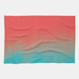 Ombre vattenfärgstruktur - kricka och korall kökshandduk