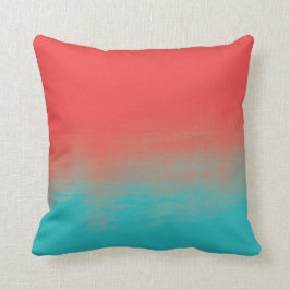 Ombre vattenfärgstruktur - kricka och korall kudde