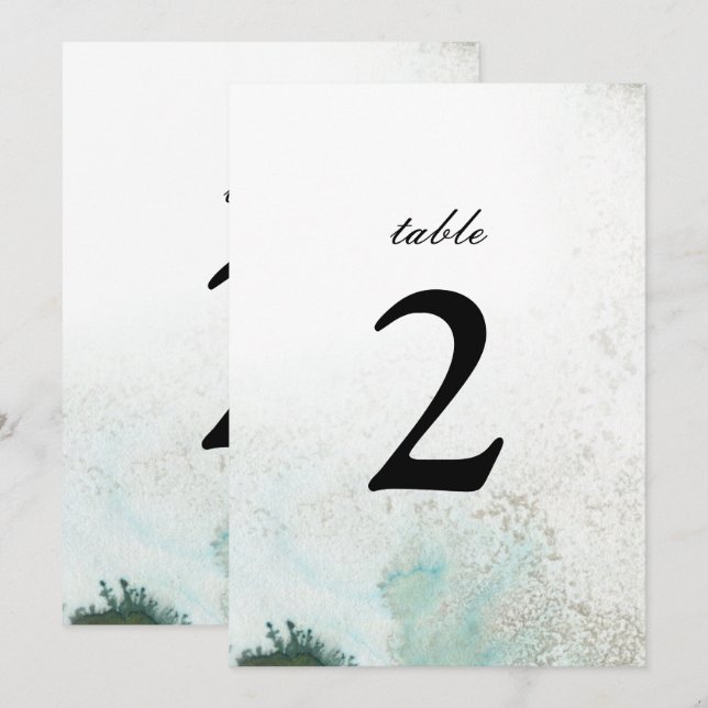 Ombre Watercolor Bordnummer | GRÖN Inbjudningar (Fram/baksida)