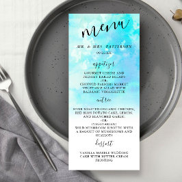 Ombre Watercolor Bröllop Menu Cards - Blue Meny