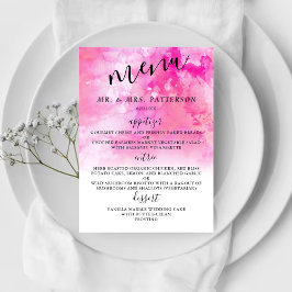 Ombre Watercolor Bröllop Menu Cards - Rosa Meny