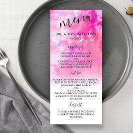 Ombre Watercolor Bröllop Menu Cards - Rosa Meny