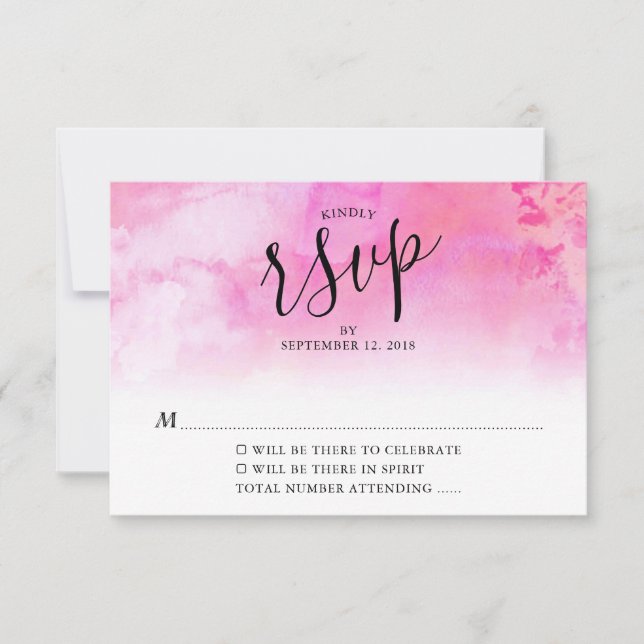 Ombre Watercolor Bröllop OSA Card - Rosa (Framsida)