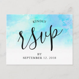 Ombre Watercolor Bröllop OSA vycard - Blue Inbjudan Vykort