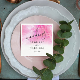 Ombre Watercolor Bröllop Papper Napkins - Rosa Pappersservett