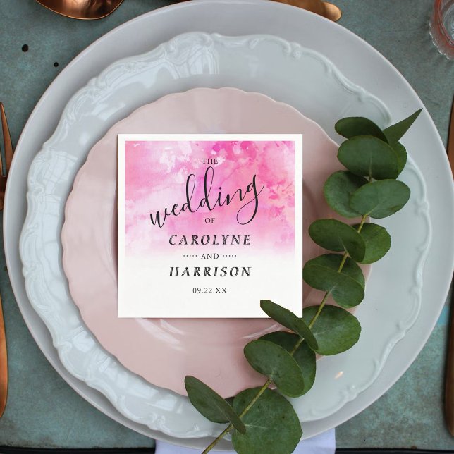 Ombre Watercolor Bröllop Papper Napkins - Rosa Pappersservett (Skapare uppladdad)