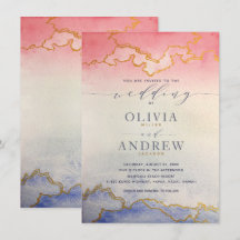 Ombre Watercolor Bröllop Rosa och Blue