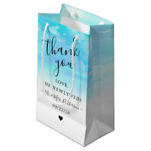Ombre Watercolor Bröllop Tack Gift Bag - Blue