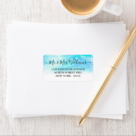 Ombre Watercolor Bröllopsetiketters - Blue Adressetikett