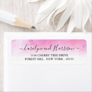 Ombre Watercolor Bröllopsetiketters - Rosa Returadress Etikett