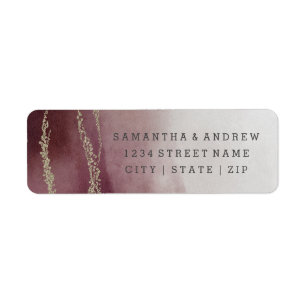 Ombre Watercolor Cranberry Bröllop Returadress Etikett
