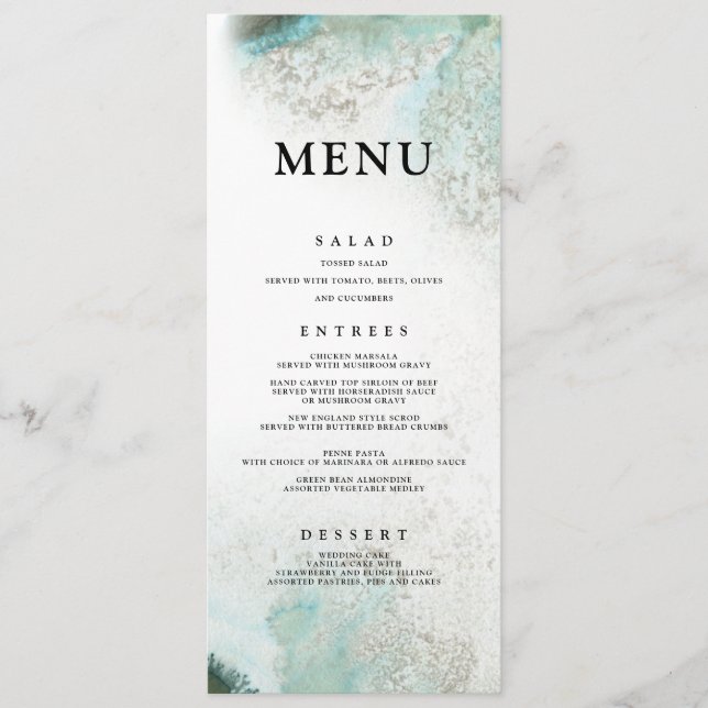 Ombre Watercolor Dinner Menu | GRÖNT Meny (Framsida)