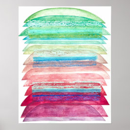 Ombre Watercolor och Oil Pastel Painting Poster