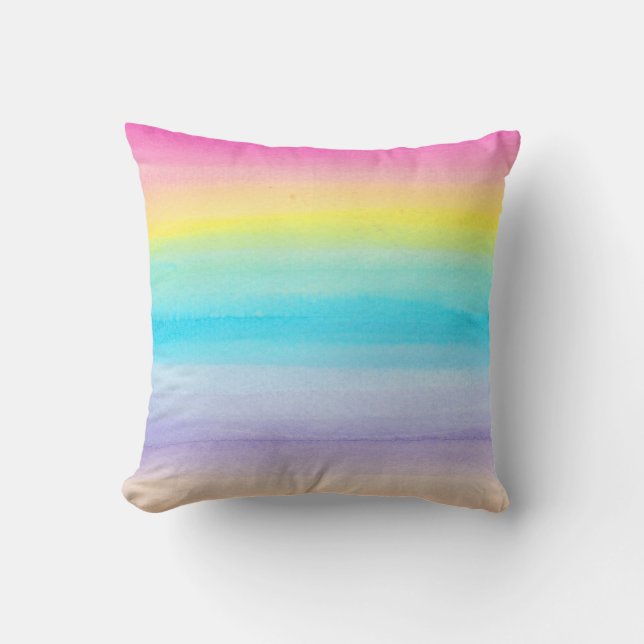 Ombre Watercolor Rainbow Dekorativ kudde / Rosa (Framsida)