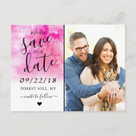 Ombre Watercolor Save Date Postcard - Rosa Meddelande Vykort