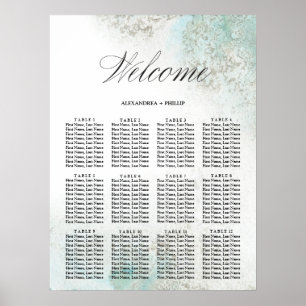 Ombre Watercolor Seating Chart   GRÖNT Poster