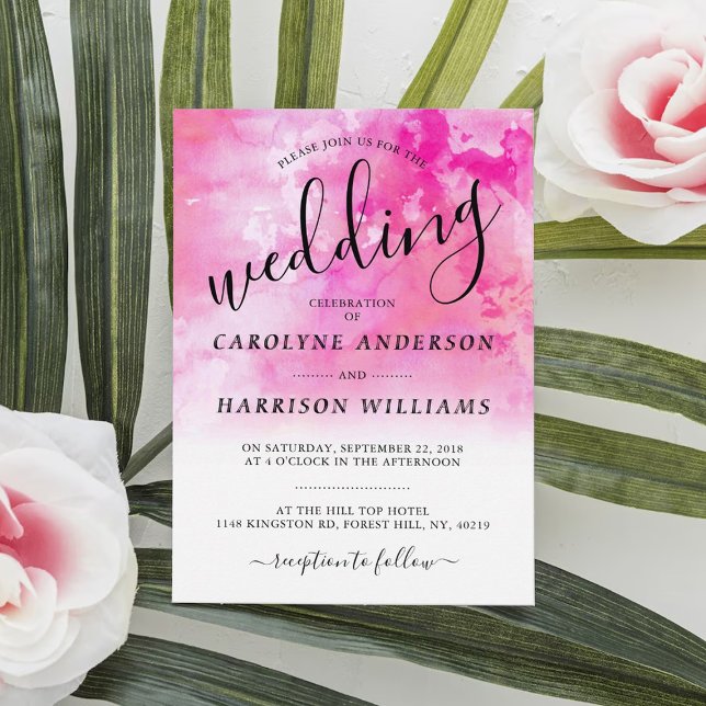Ombre Watercolor Wedding bjudande - Rosa Inbjudningar (Skapare uppladdad)