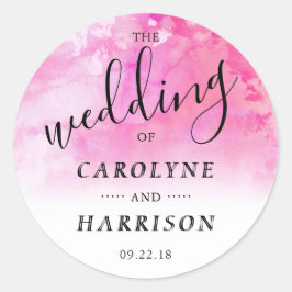 Ombre Watercolor Wedding Favor Sticker - Rosa Runt Klistermärke