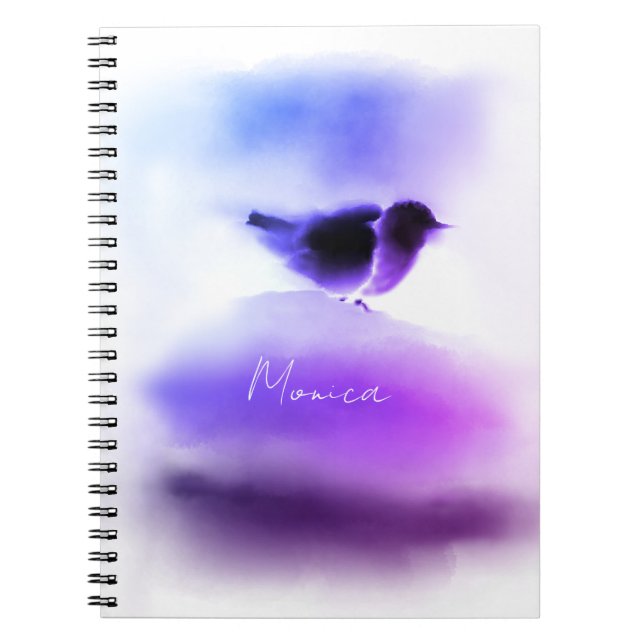 Ombres Lila och Rosa Snö Bird Script Anteckningsbok (Framsidan)