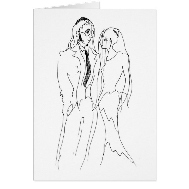 Omdanat judiskt bröllop hälsningskort (Framsidan)