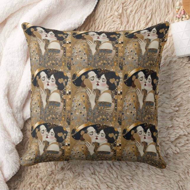Omdesignad klimt-målning,art nouveau-dekor,chic kudde (Filt)