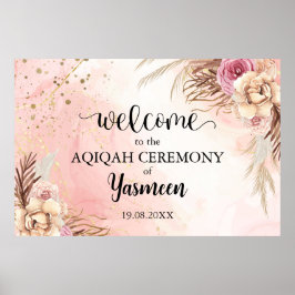 Omedelbar Blommigt Aqiqah Aqeeqah Välkomstskylt Po Poster