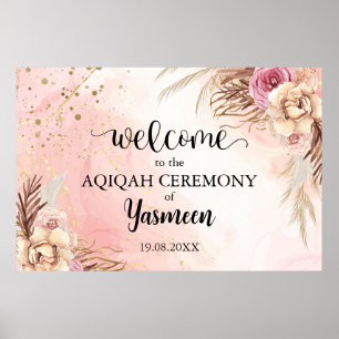 Omedelbar Blommigt Aqiqah Aqeeqah Välkomstskylt Po Poster