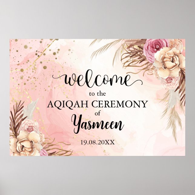 Omedelbar Blommigt Aqiqah Aqeeqah Välkomstskylt Po Poster (Framsidan)