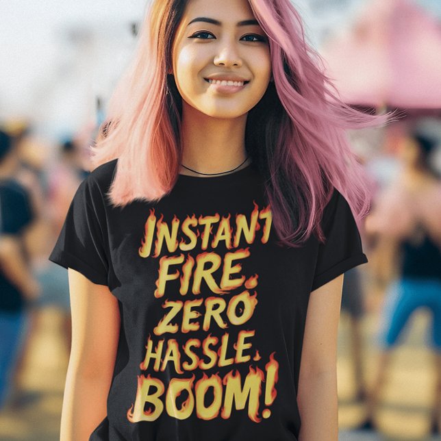 Omedelbart eldsvåda: Noll Hassle Boom T Shirt (Skapare uppladdad)