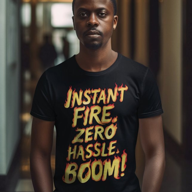 Omedelbart eldsvåda: Noll Hassle Boom T Shirt (Skapare uppladdad)