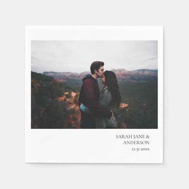 Omedelbart Photo Bröllop eller Party Monogram Pappersservett (Framsidan)