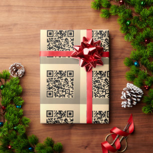 Omedelbart redigerbar QR-kodmall Falskt guld Presentpapper