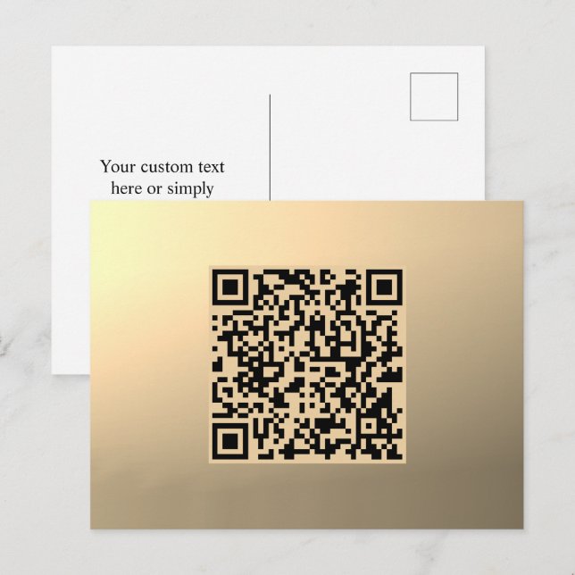 Omedelbart redigerbar QR-kodmall | Falskt guld Vykort (Fram/baksida)