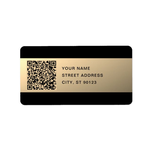 Omedelbart redigerbar QR-kodmall | Faux Guld Adressetikett (Framsidan)