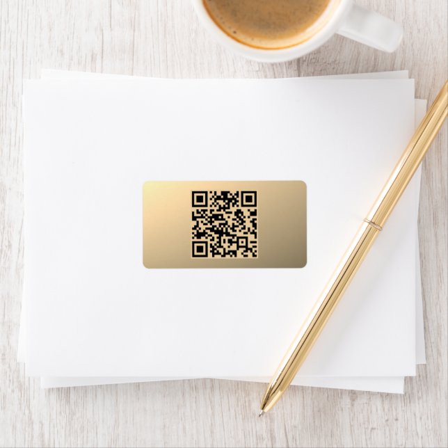 Omedelbart redigerbar QR-kodmall | Faux Guld Adressetikett (Insitu)