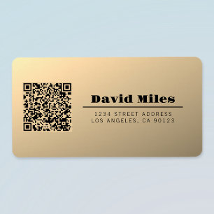 Omedelbart redigerbar QR-kodmall   Faux Guld Adressetikett