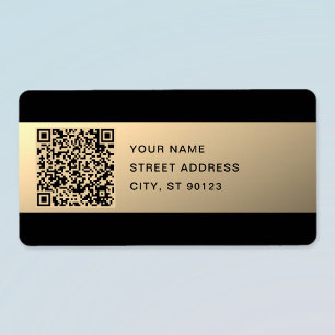 Omedelbart redigerbar QR-kodmall Faux Guld Adressetikett